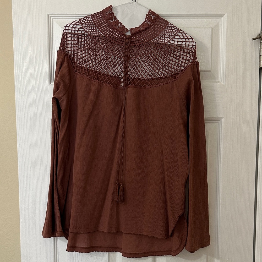 Dusty Mauve Lace Free People Blouse